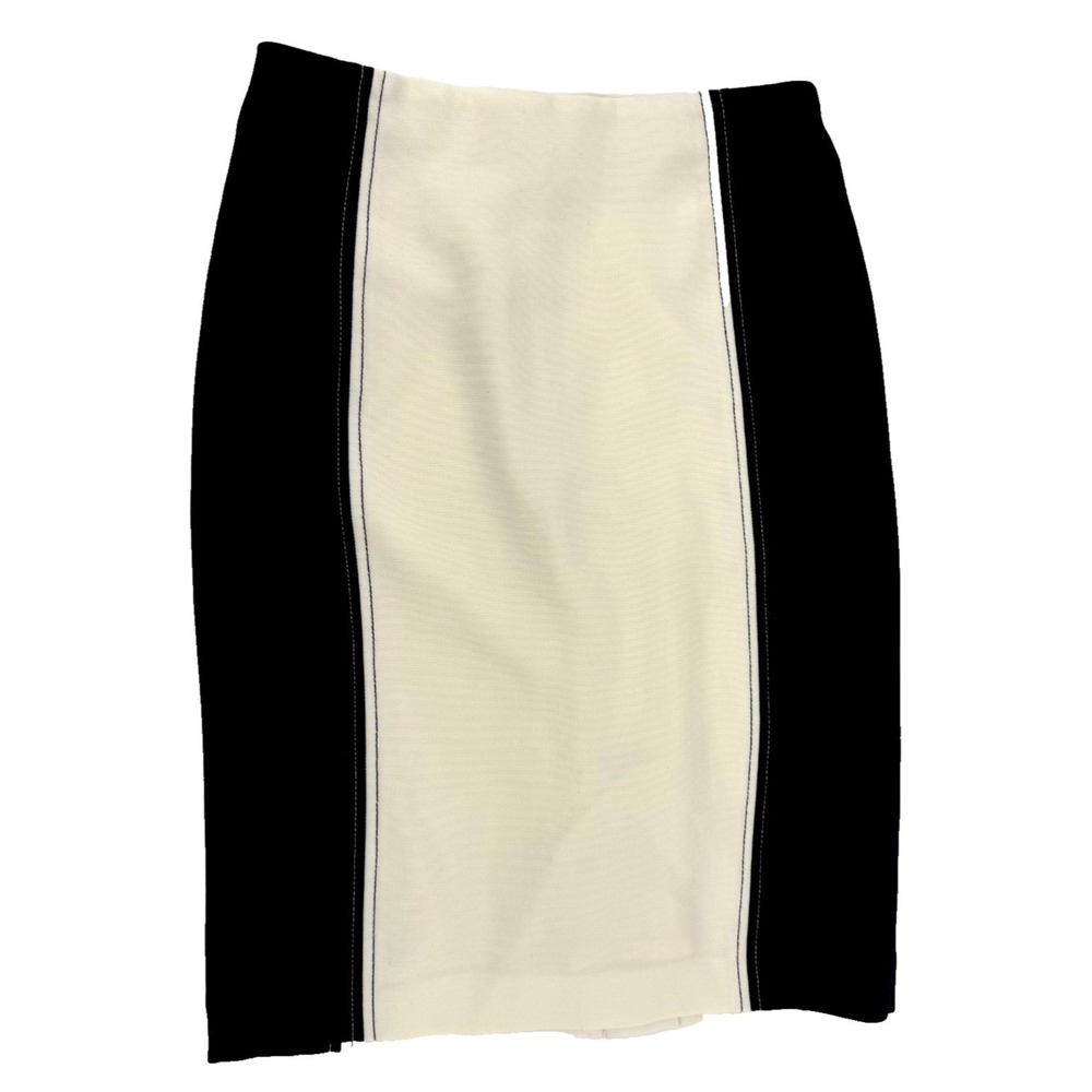 Ann Taylor - Size 2 - Colorblock Pencil Skirt Black Cream - Lined Back Zip